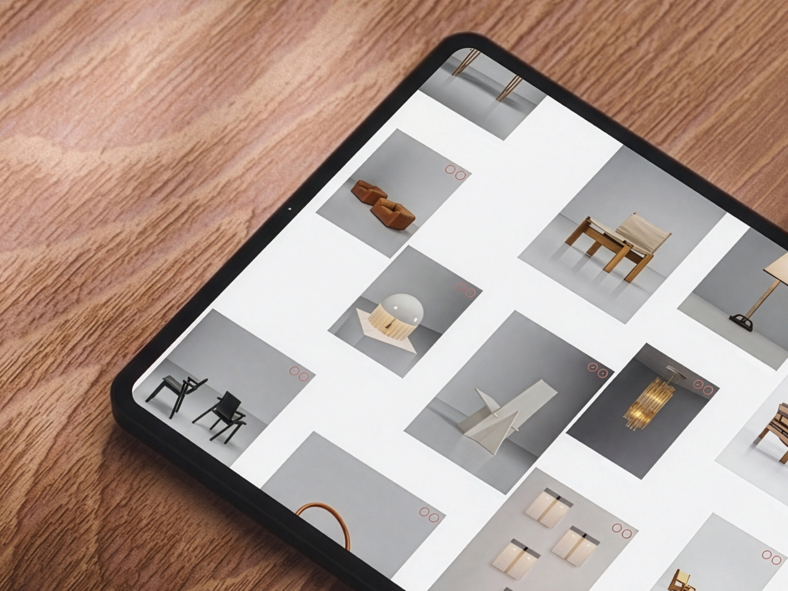 Designheroes catalog browse view on a tablet